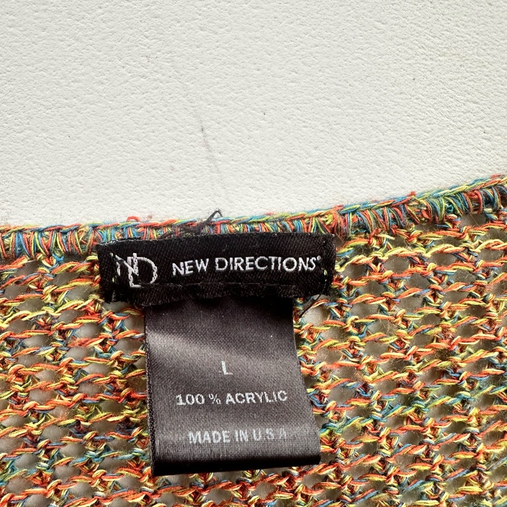 new directions Multicolor Open Knit Cardigan with Olive and Rust Accents - Picture 4 of 4